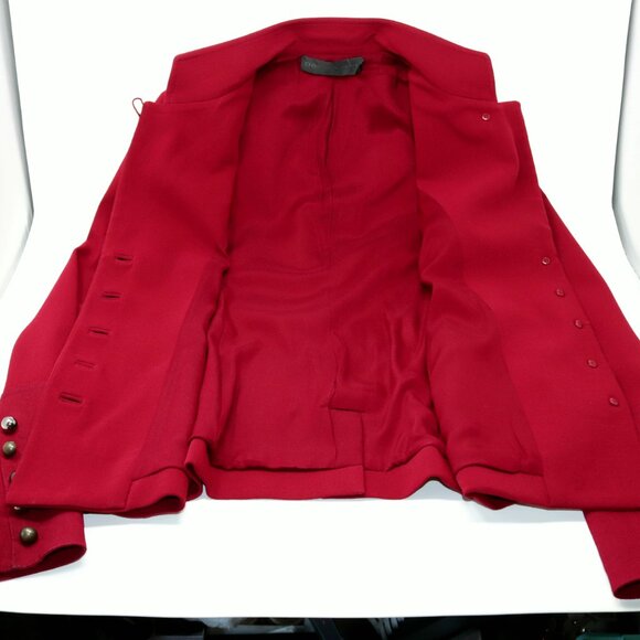 Donna Karan New York Size 8 Red Blazer Stretch Jacket Silver Buttons - Picture 8 of 16